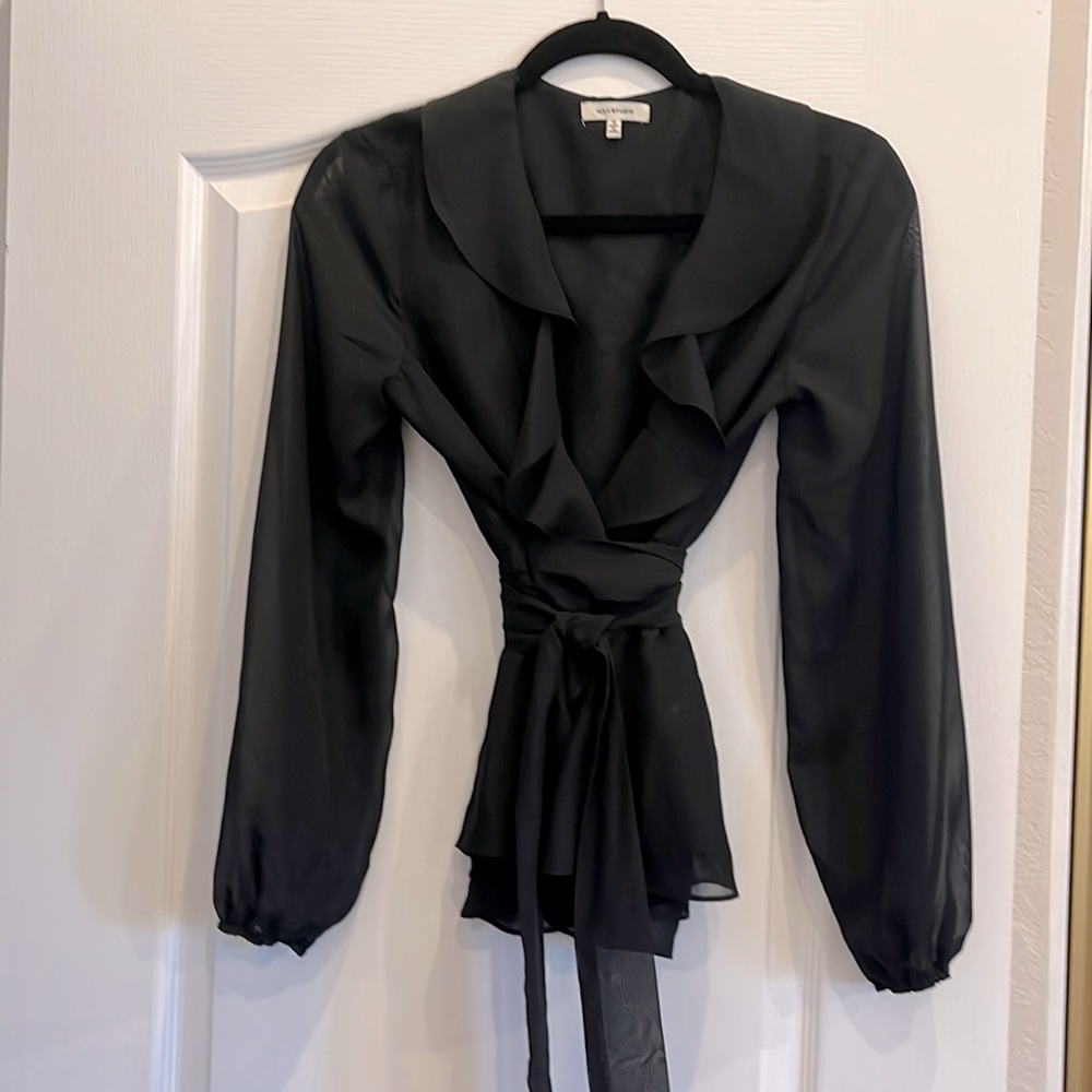 Max Studio Sheer, Ruffled Blouse